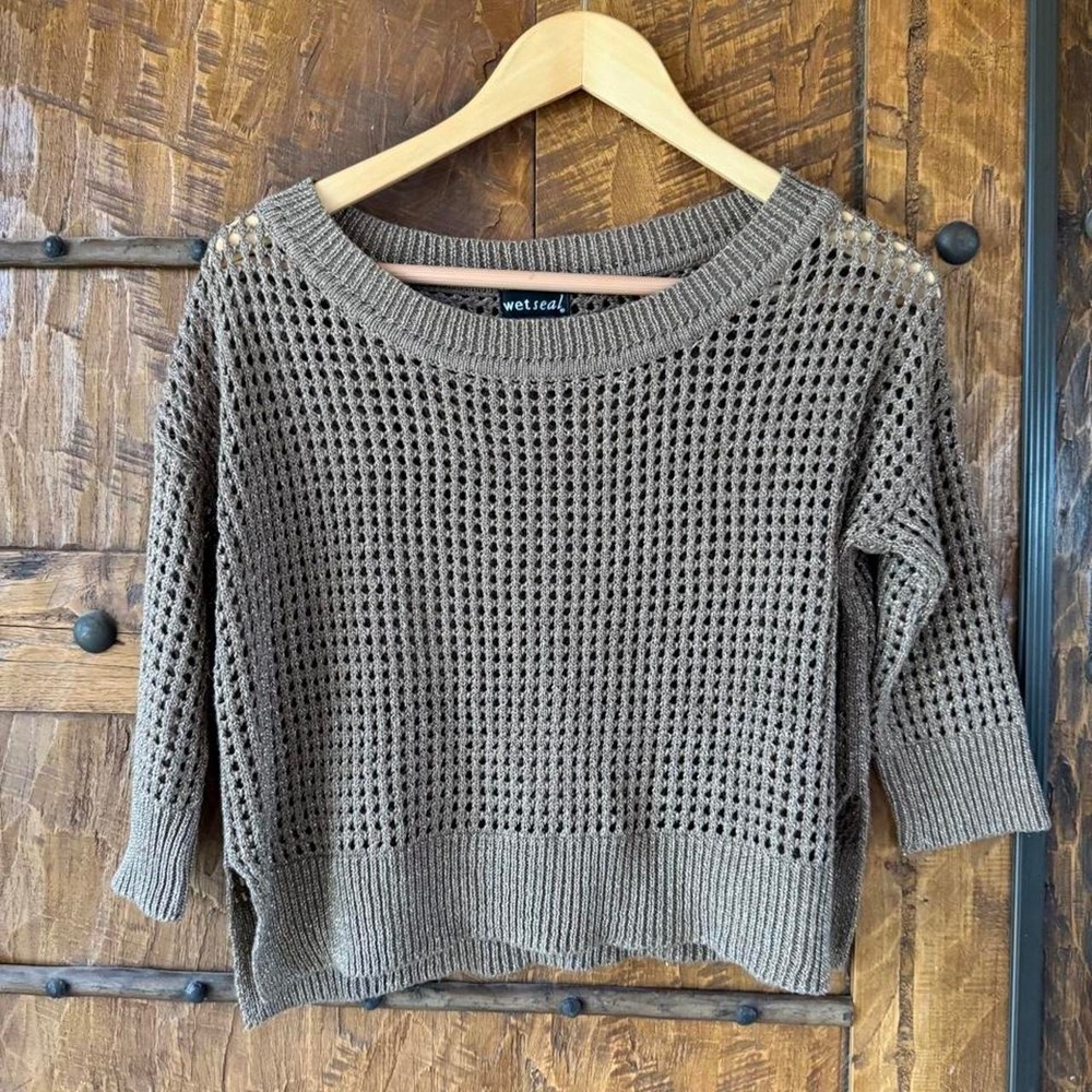 Wet Seal Gold Mesh Open Sweater size Small
